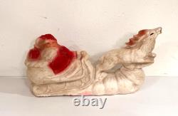 Vintage 1930s Papier Mache Santa Claus Sleigh Reindeer Christmas Pulp Paper