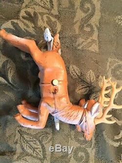 Vintage 1930s Santa Sleigh Reindeer Cast Metal 18 Toy