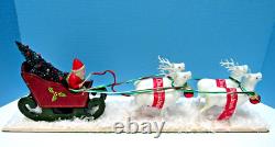 Vintage 1935-50 Japan Santa, Wood Sleigh & Reindeer Glitzy One Of A Kind