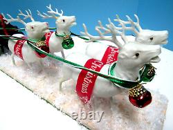 Vintage 1935-50 Japan Santa, Wood Sleigh & Reindeer Glitzy One Of A Kind