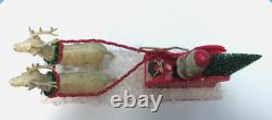 Vintage 1935 Santa, Sleigh, & Reindeer With Glitz Stamped Japan One Of A Kind