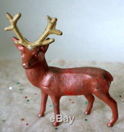 Vintage 1940's Cast Lead BARCLAY Seated Santa With Toy Sack Sleigh and Reindeer