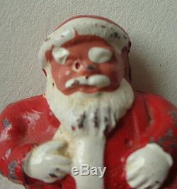 Vintage 1940's Cast Lead BARCLAY Seated Santa With Toy Sack Sleigh and Reindeer