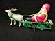 Vintage 1940's Celluloid Santa & Reindeer With Sleigh Wind Up Toy