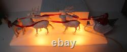 Vintage 1940's Royal Electric Christmas Light Santa in Sled w Reindeer & Rudolph