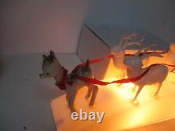 Vintage 1940's Royal Electric Christmas Light Santa in Sled w Reindeer & Rudolph