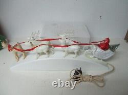 Vintage 1940's Royal Electric Christmas Light Santa in Sled w Reindeer & Rudolph