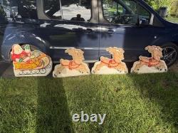 Vintage 1950's Noma Lights Santa Sleigh Reindeer Blowmold Indoor / Outdoor Rare