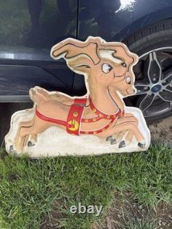 Vintage 1950's Noma Lights Santa Sleigh Reindeer Blowmold Indoor / Outdoor Rare