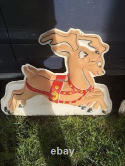 Vintage 1950's Noma Lights Santa Sleigh Reindeer Blowmold Indoor / Outdoor Rare