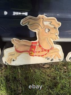 Vintage 1950's Noma Lights Santa Sleigh Reindeer Blowmold Indoor / Outdoor Rare