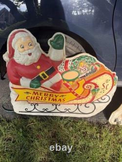 Vintage 1950's Noma Lights Santa Sleigh Reindeer Blowmold Indoor / Outdoor Rare
