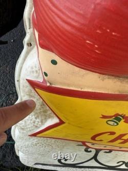 Vintage 1950's Noma Lights Santa Sleigh Reindeer Blowmold Indoor / Outdoor Rare