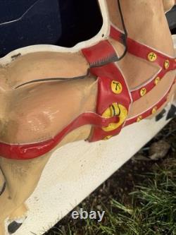 Vintage 1950's Noma Lights Santa Sleigh Reindeer Blowmold Indoor / Outdoor Rare