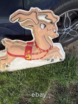 Vintage 1950's Noma Lights Santa Sleigh Reindeer Blowmold Indoor / Outdoor Rare