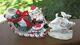 Vintage 1950's Ucagco Japan Candy Cane Santa Sleigh Planter Dish Withtwo Reindeer