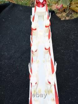 Vintage 1950s Santa And Sleigh With 8 Reindeer And Bottle Brush Christmas