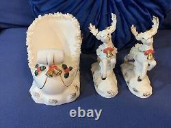 Vintage 1956 Napco Santa Sleigh Planter 2 Reindeer Figurines Japan Rare