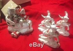 Vintage 1956 Napco spaghetti trim Santa Sleigh & 3 Reindeer figurines