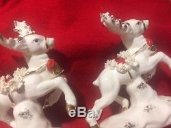 Vintage 1956 Napco spaghetti trim Santa Sleigh & 3 Reindeer figurines