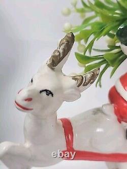 Vintage 1960's Brinn's Christmas Santa Sleigh & Reindeer Planter Kitchy Japan