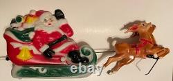 Vintage 1970 EMPIRE 24 Tabletop Santa Sleigh Lighted Blow Mold With 2 Reindeer