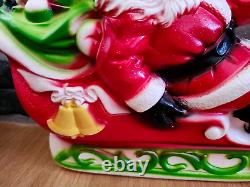 Vintage 1970 EMPIRE 24 Tabletop Santa Sleigh Lighted Blow Mold With 2 Reindeer