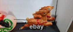 Vintage 1970 EMPIRE 24 Tabletop Santa Sleigh Lighted Blow Mold With 2 Reindeer