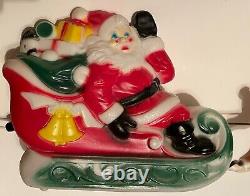 Vintage 1970 EMPIRE 24 Tabletop Santa Sleigh Lighted Blow Mold With 2 Reindeer