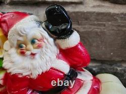 Vintage 1970 EMPIRE 24 Tabletop Santa Sleigh Lighted Blow Mold With 2 Reindeer