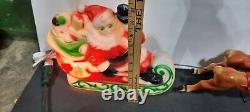 Vintage 1970 EMPIRE 24 Tabletop Santa Sleigh Lighted Blow Mold With 2 Reindeer