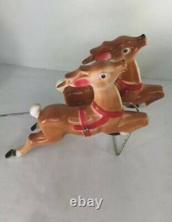 Vintage 1970 EMPIRE 24 Tabletop Santa Sleigh Lighted Blow Mold With 2 Reindeer