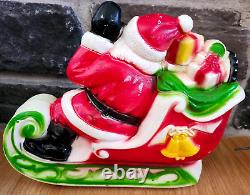 Vintage 1970 EMPIRE 24 Tabletop Santa Sleigh Lighted Blow Mold With 2 Reindeer