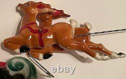 Vintage 1970 EMPIRE 24 Tabletop Santa Sleigh Lighted Blow Mold With 2 Reindeer