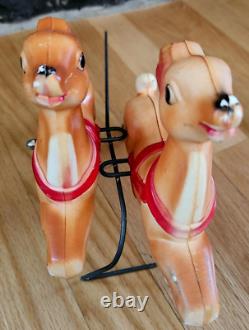 Vintage 1970 EMPIRE 24 Tabletop Santa Sleigh Lighted Blow Mold With 2 Reindeer