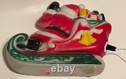 Vintage 1970 EMPIRE 24 Tabletop Santa Sleigh Lighted Blow Mold With 2 Reindeer