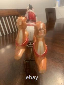 Vintage 1970 EMPIRE 24 Tabletop Santa Sleigh and 2 Reindeer Lighted Blow Mold