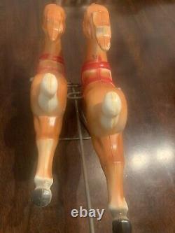 Vintage 1970 EMPIRE 24 Tabletop Santa Sleigh and 2 Reindeer Lighted Blow Mold