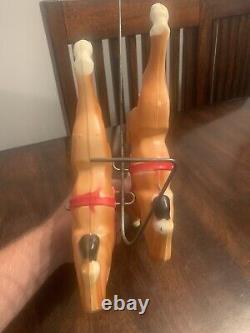 Vintage 1970 EMPIRE 24 Tabletop Santa Sleigh and 2 Reindeer Lighted Blow Mold