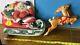 Vintage 1970 Empire Santa Sleigh & 2 Reindeer Blow Mold Christmas Decor