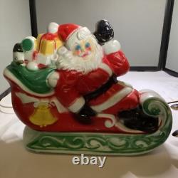 Vintage 1970 EMPIRE Santa Sleigh & 2 Reindeer Blow Mold Tabletop Christmas
