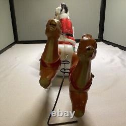 Vintage 1970 EMPIRE Santa Sleigh & 2 Reindeer Blow Mold Tabletop Christmas