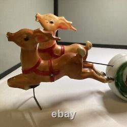 Vintage 1970 EMPIRE Santa Sleigh & 2 Reindeer Blow Mold Tabletop Christmas