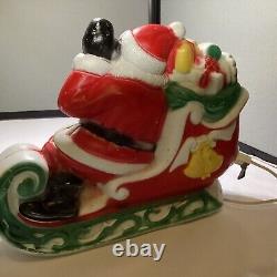 Vintage 1970 EMPIRE Santa Sleigh & 2 Reindeer Blow Mold Tabletop Christmas