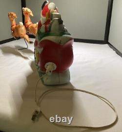 Vintage 1970 EMPIRE Santa Sleigh & 2 Reindeer Blow Mold Tabletop Christmas