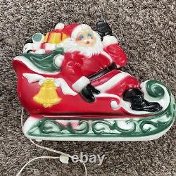Vintage 1970 EMPIRE Santa Sleigh & 2 Reindeer Blow Mold Tabletop Christmas Deco