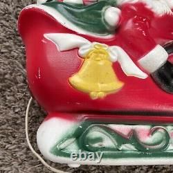 Vintage 1970 EMPIRE Santa Sleigh & 2 Reindeer Blow Mold Tabletop Christmas Deco