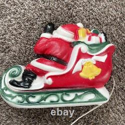 Vintage 1970 EMPIRE Santa Sleigh & 2 Reindeer Blow Mold Tabletop Christmas Deco
