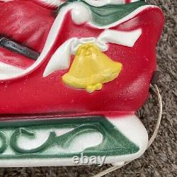 Vintage 1970 EMPIRE Santa Sleigh & 2 Reindeer Blow Mold Tabletop Christmas Deco
