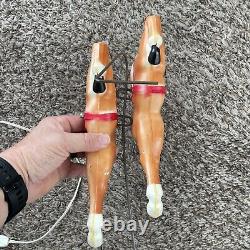 Vintage 1970 EMPIRE Santa Sleigh & 2 Reindeer Blow Mold Tabletop Christmas Deco